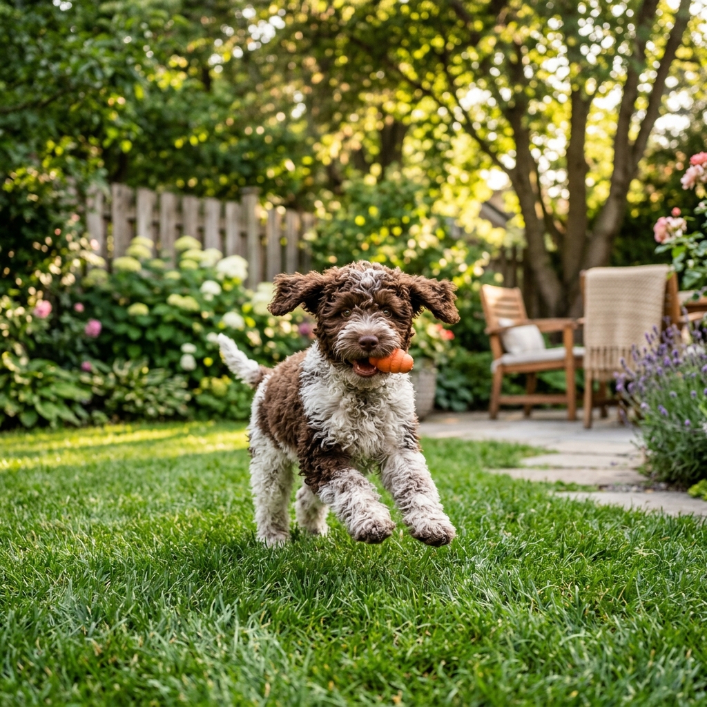 Lagotto Romagnolo puppy exploring